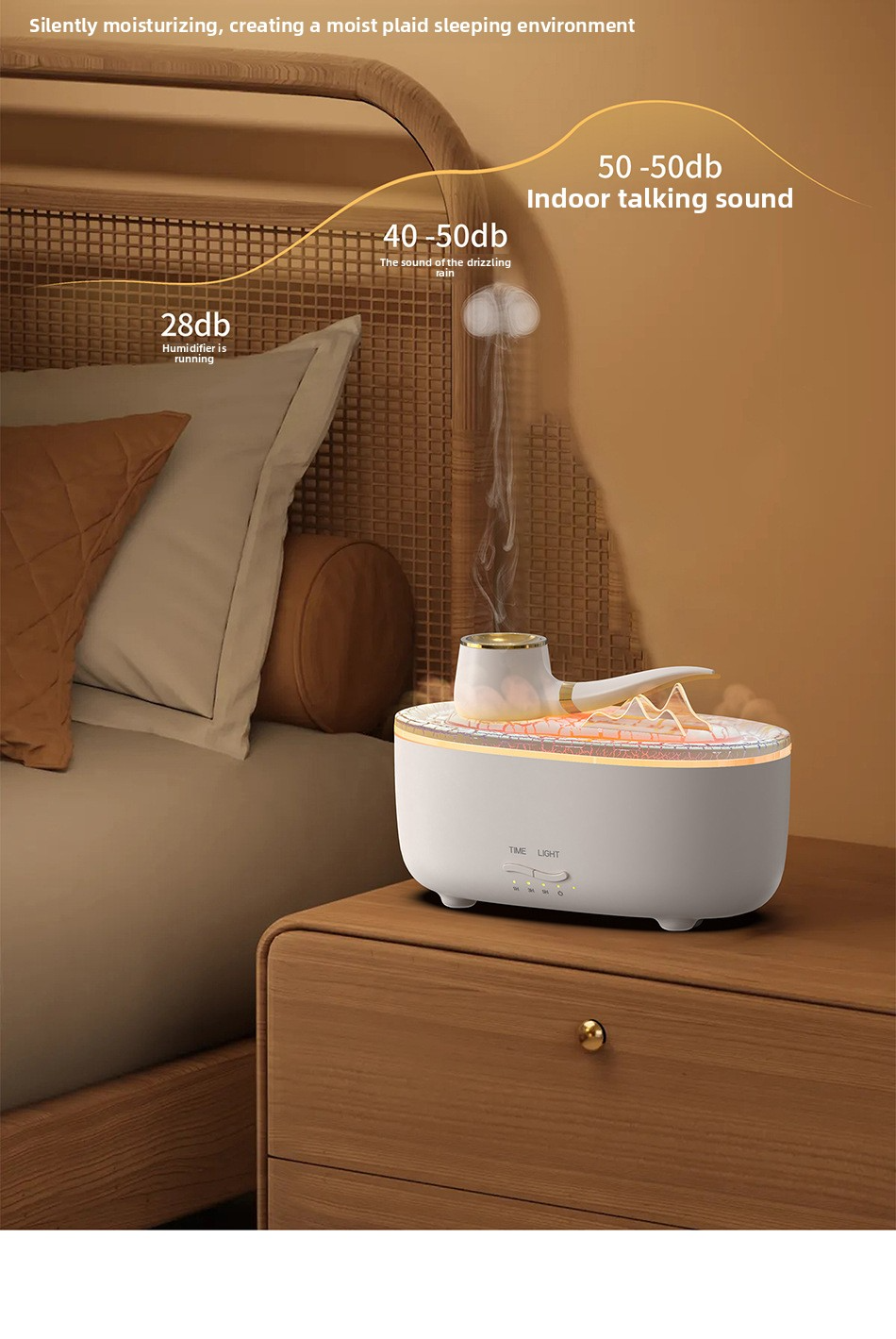 creative pipe humidifier aromatherapy machine small smart timing humidifier with auto water refill reminder for home bedroom & office