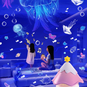 Home creative starry sky light, ambient light gift music box, children's night light, girls' carousel projection light toy