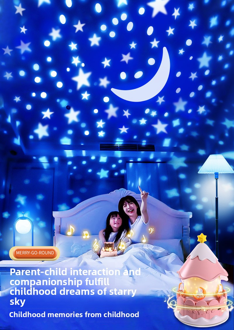 creative starry sky light, ambient light gift music box, children