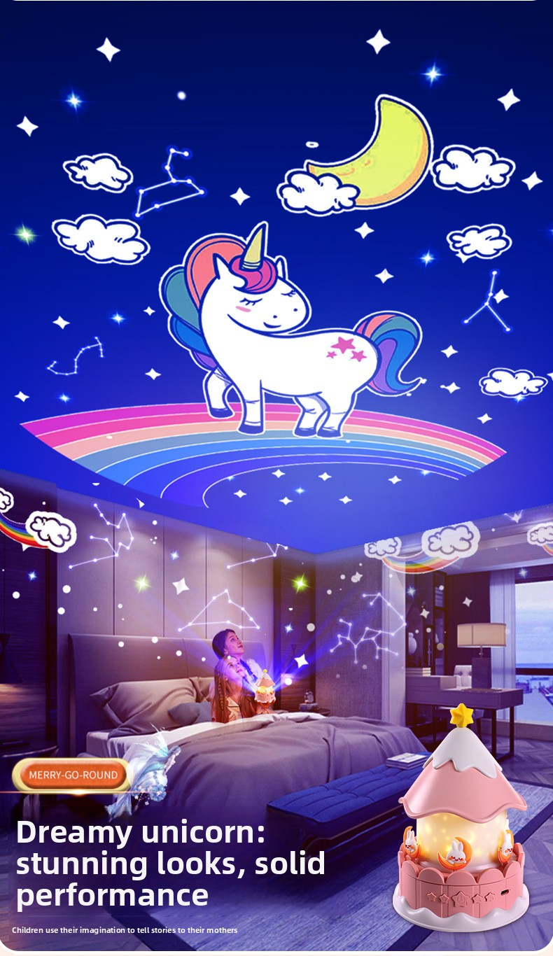 creative starry sky light, ambient light gift music box, children