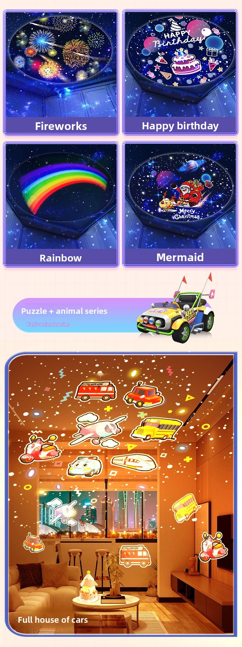 creative starry sky light, ambient light gift music box, children