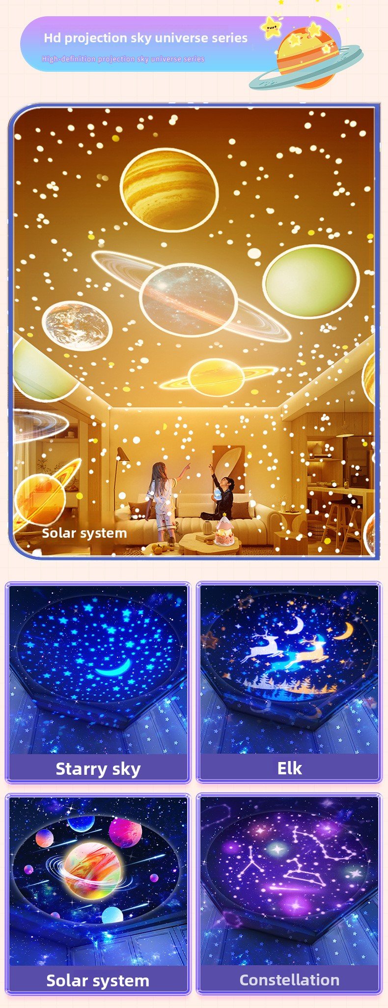 creative starry sky light, ambient light gift music box, children